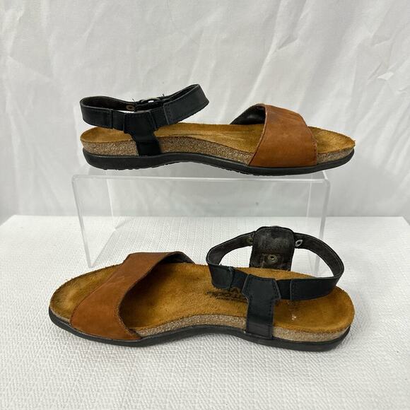 Naot Sabrina Sandals Womens Size 6 Black Tan Leather 37 EU - Picture 8 of 9